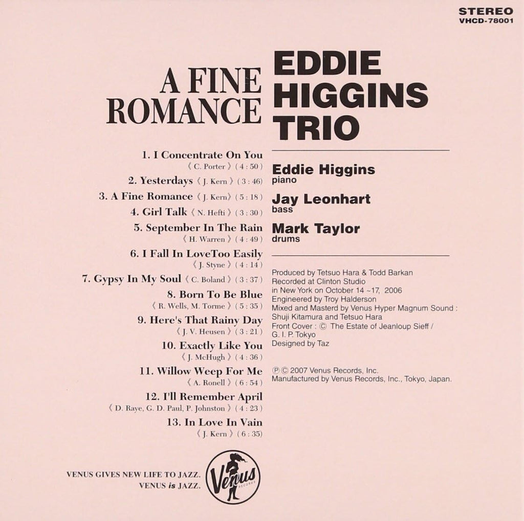 A Fine Romance Eddie Higgins Trio CD Paper Sleeve Japan NEW