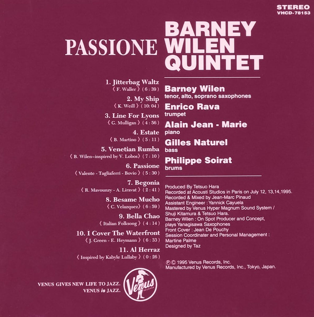 New Barney Wilen Quintet Jazz CD Passione Paper Sleeve Japan OBI E