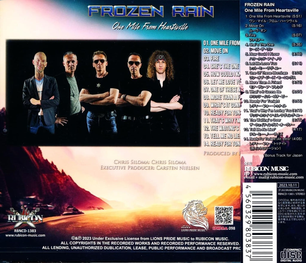 New FROZEN RAIN ONE MILE FROM HEARTSVILLE WITH BONUS TRACKS  2023 JAPAN CD