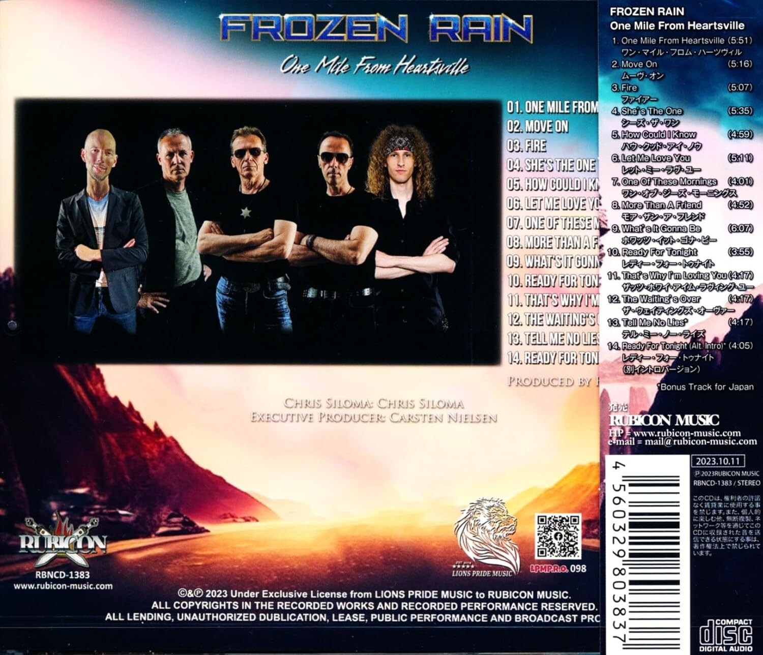 New FROZEN RAIN ONE MILE FROM HEARTSVILLE WITH BONUS TRACKS  2023 JAPAN CD