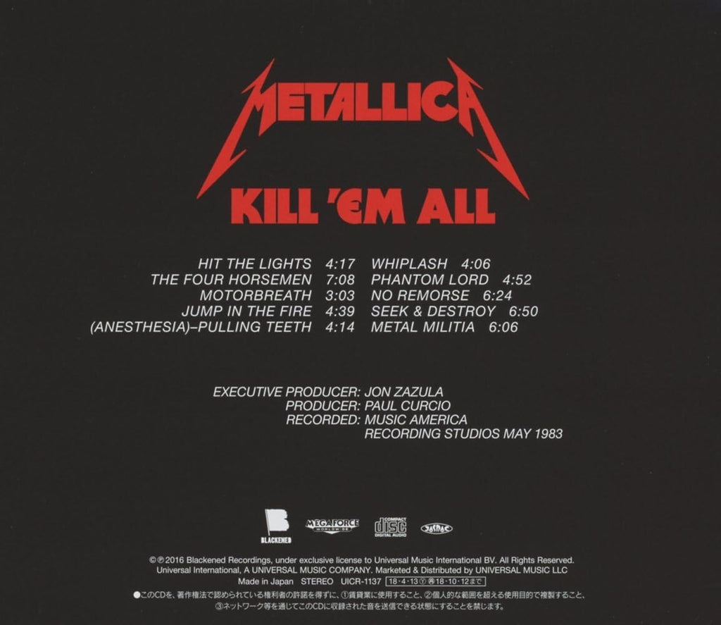 METALLICA-KILL EM ALL [2016 Remastered]-JAPAN SHM-CD New