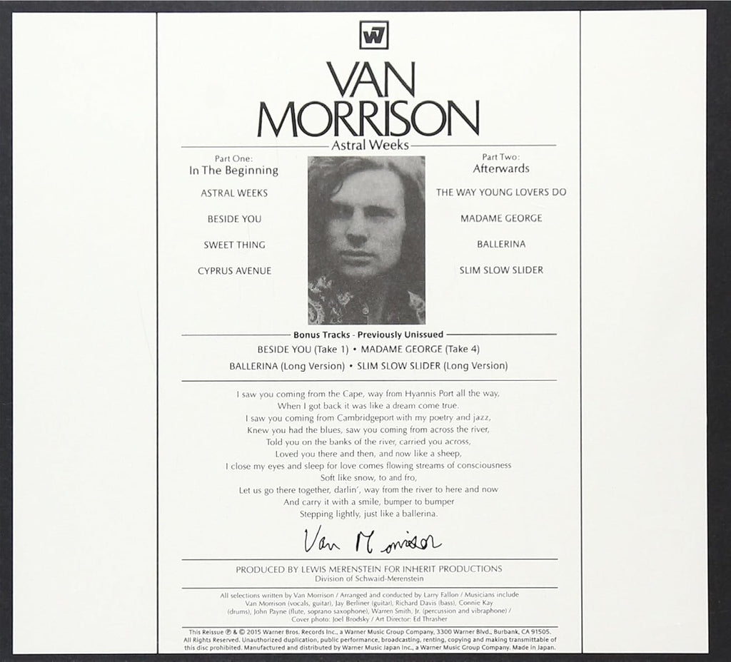 New CD Van Morrison Astral Weeks  Deluxe Ed Paper Slv. from Japan