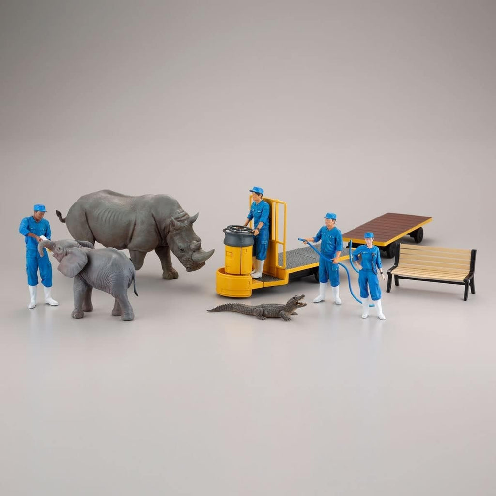 Kaiyodo Art Plastic ART PLA Zookeeper and White Rhino Set Unpainted New