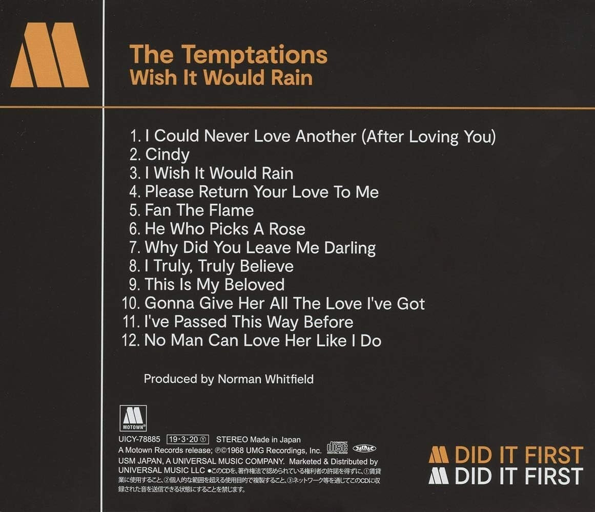 Wish It Would Rain by The Temptations (CD, 2019) From Japan NEW
