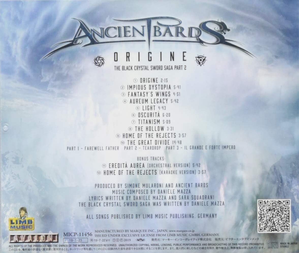 New 2019 ANCIENT BARDS ORIGINE WITH BONUS TRACKS JAPAN CD