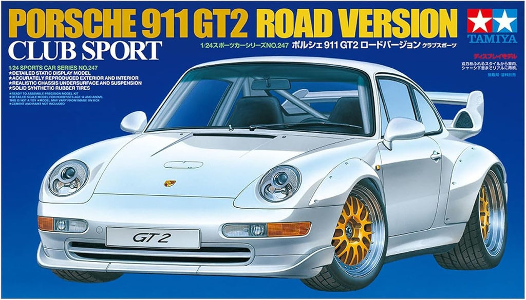 Tamiya 24247 Model Car Porsche GT2 at 1:24 Scale White NEW