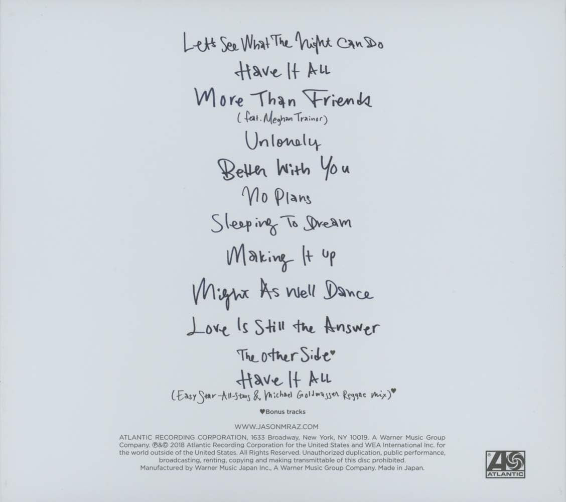 New JASON MRAZ-Know.-Japan CD