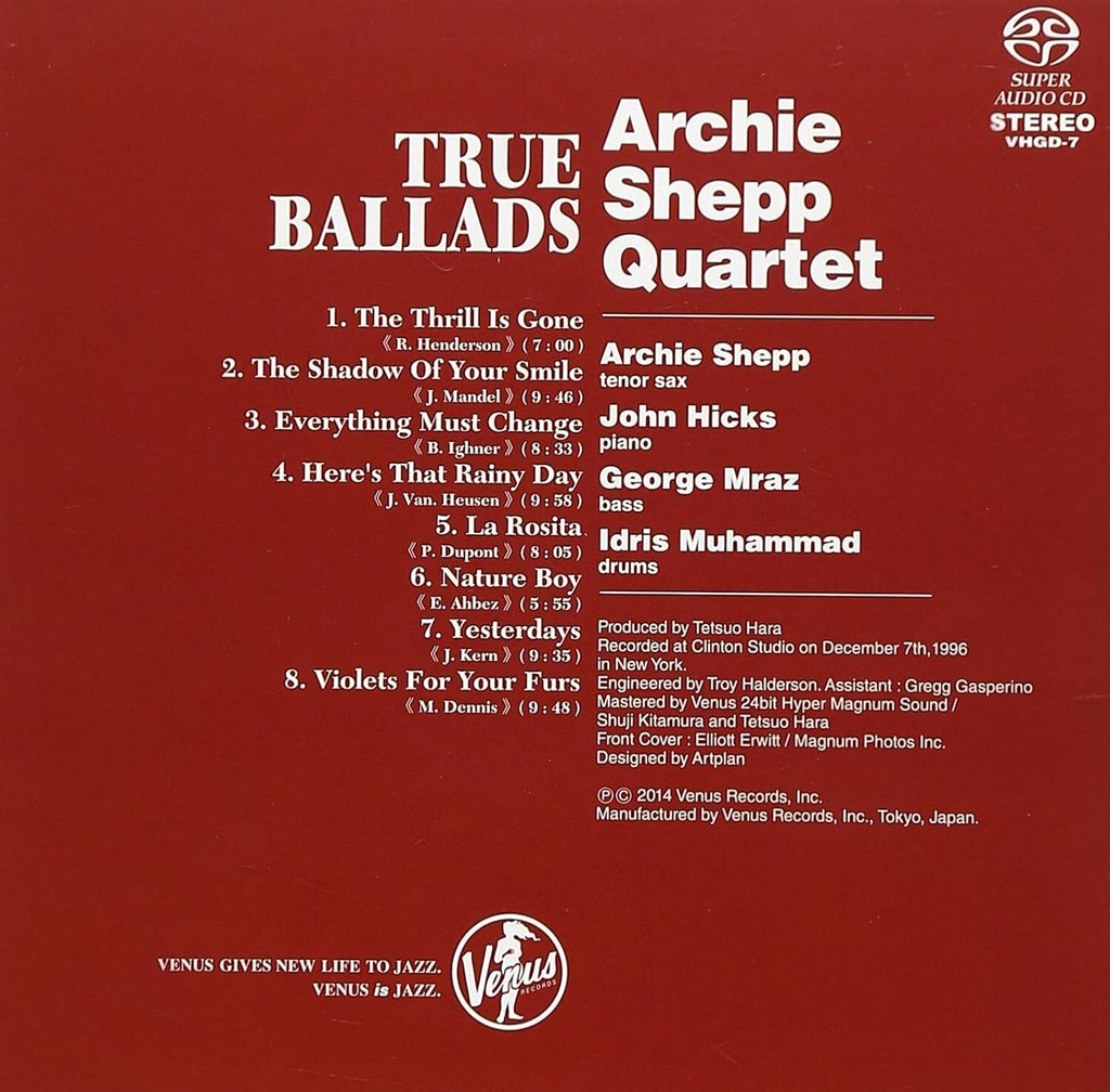 CD Archie Shepp Quartet Jazz True Ballads Paper Sleeve