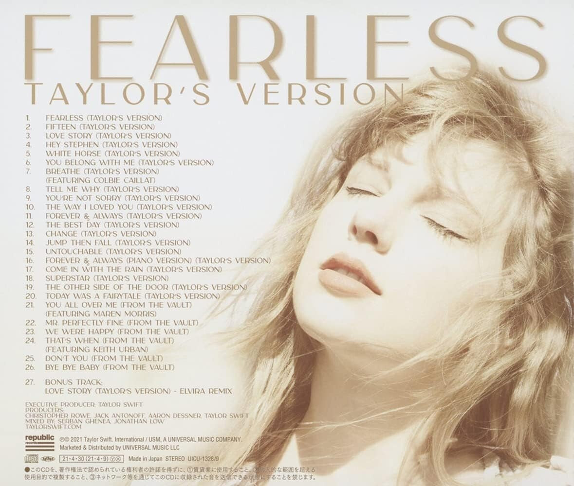TAYLOR SWIFT-FEARLESS [TAYLORS VERSION]-JAPAN 2 CD BONUS TRACK NEW