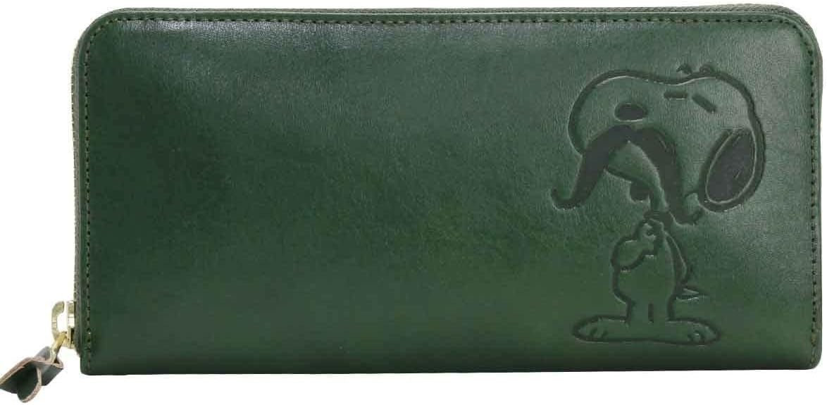 PEANUTS SNOOPY Genuine Leather Long Wallet with Round Zipper NEW