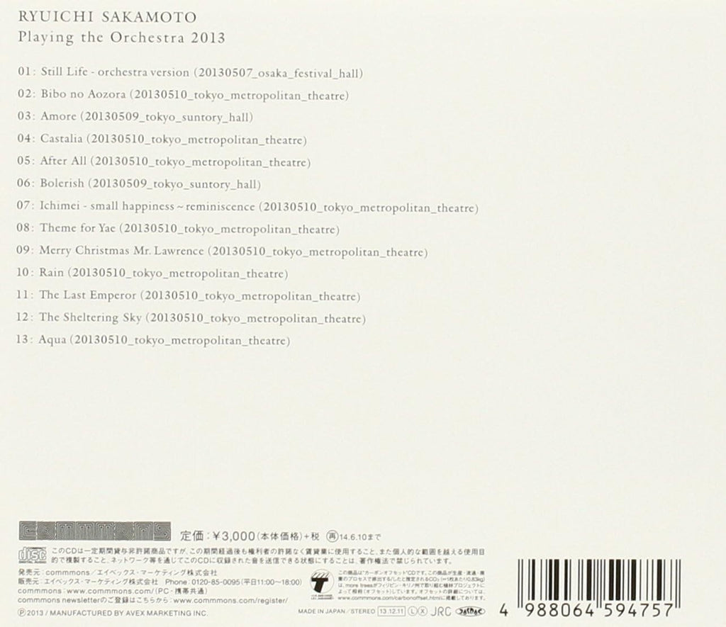 RYUICHI SAKAMOTO-RYUICHI SAKAMOTO / PLAYING THE ORCHESTRA 2013-JAPAN CD New