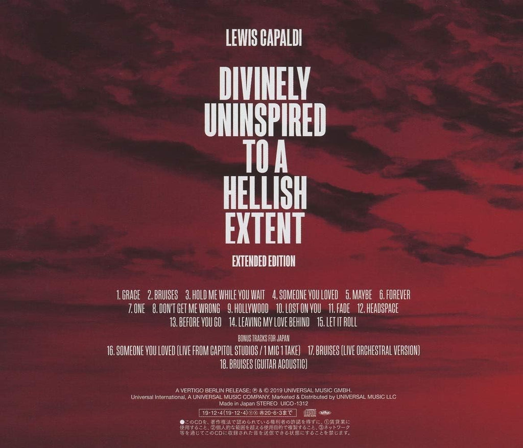 CD LEWIS CAPALDI-DIVINELY UNINSPIRED TO A HELLISH EXTENT-JAPAN CD BONUS TRACK