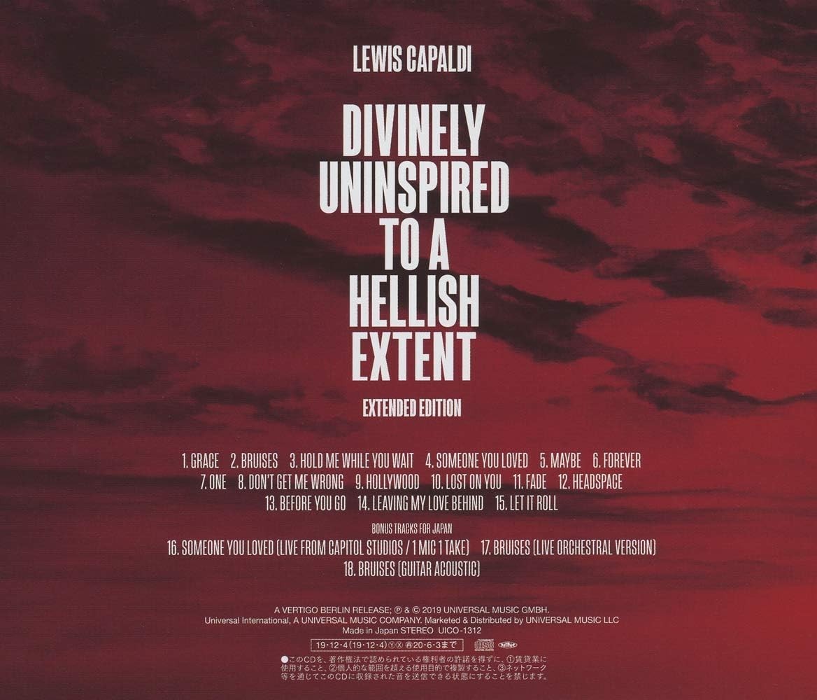 CD LEWIS CAPALDI-DIVINELY UNINSPIRED TO A HELLISH EXTENT-JAPAN CD BONUS TRACK