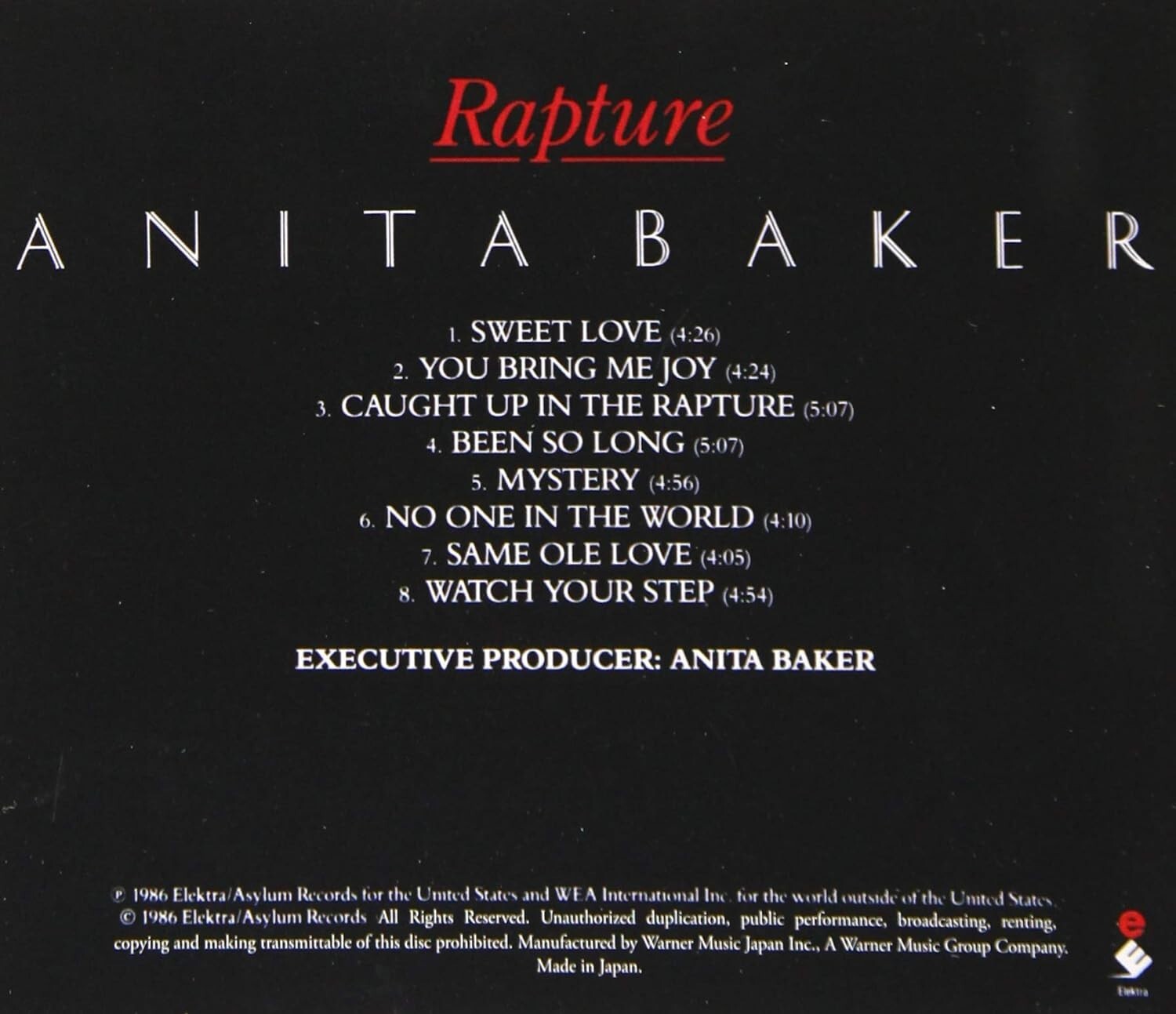 ANITA BAKER-RAPTURE-JAPAN MQA UHQCD Ltd/Ed new
