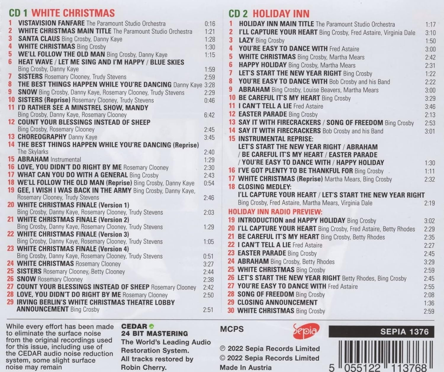 OST - White Christmas/Holiday Inn [CD] NEW