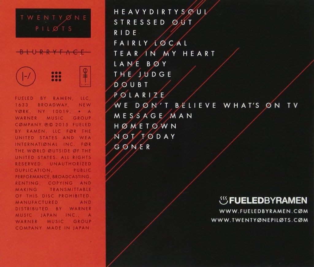 TWENTY ONE PILOTS BLURRYFACE JP CD New