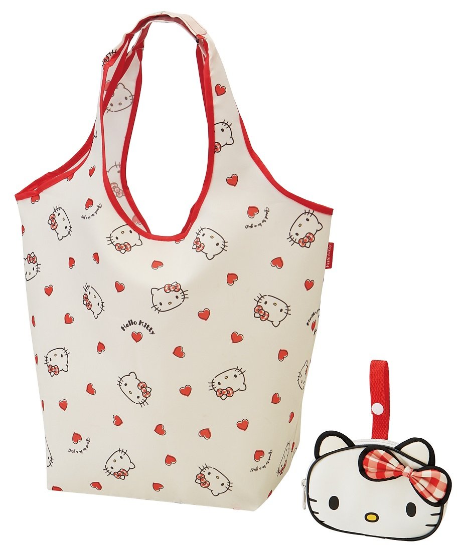 'NEW Skater KBS42P Hello Kitty Sanrio Shopping Bag with Pouch E'