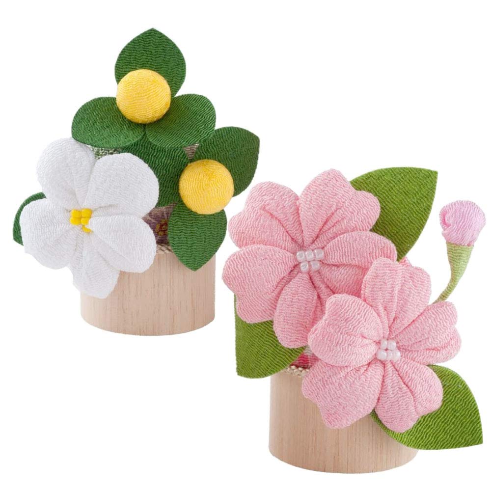 Hina Doll Accessories Crepe Cherry Blossom and Mandarin Orange Trees Pair NEW