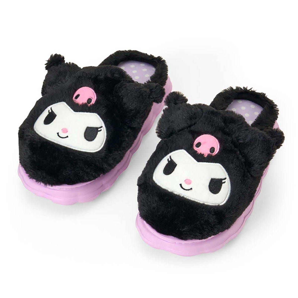 'Sanrio Kuromi Face-Shaped Plush Slippers Adult 25cm Purple 274721 NEW'