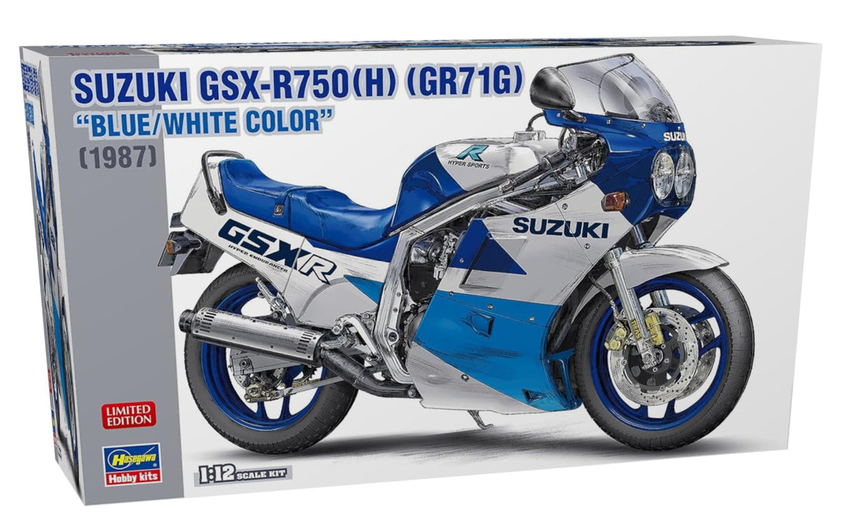 Hasegawa 112 Suzuki GSX-R750HGR71G BlueWhite Color Plastic Model 21746 NEW