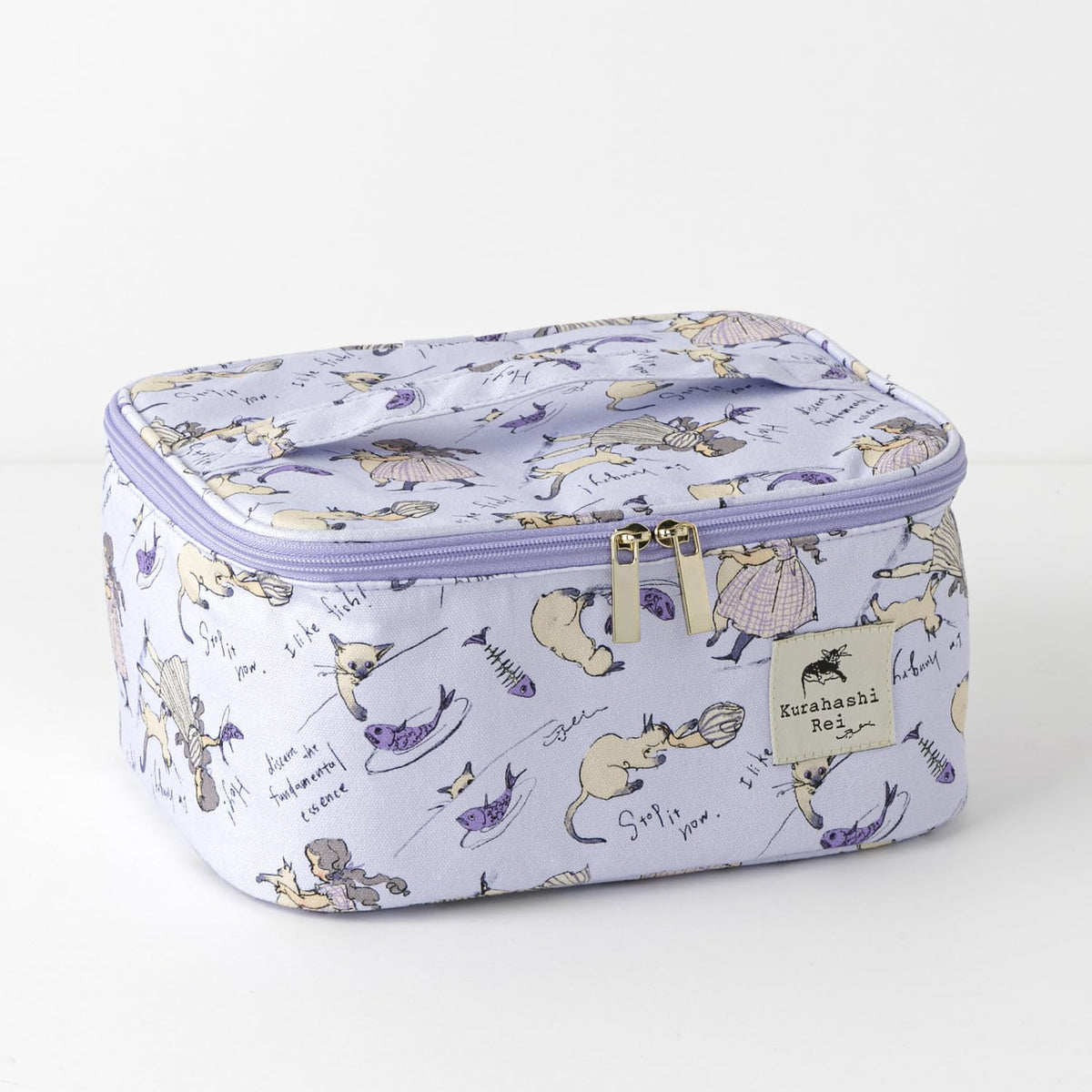 'Tsukurie Kurahashi Rei Vanity Pouch Siamese Cat SKRF1329 Purple Cosmetic Bag NEW'