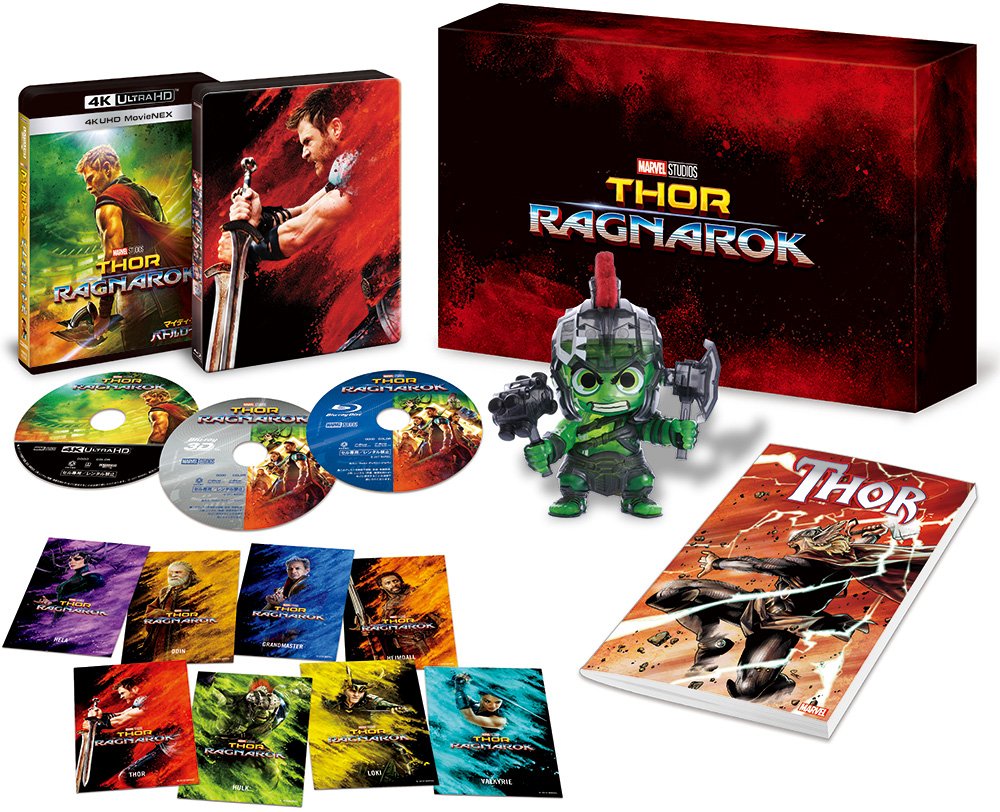 Thor: Ragnarok 4K UHD Movienex 4K ULTRA HD + 3D + Blu-ray w/ Hulk figure NEW
