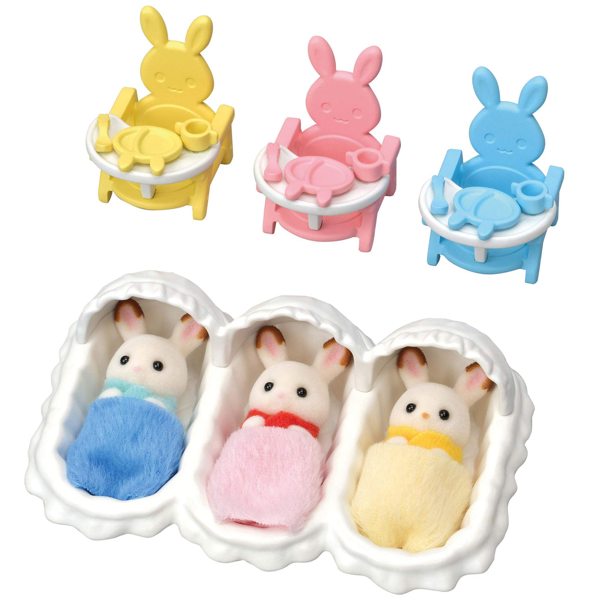 Sylvanian Families Doll & Furniture Set Chocolate Rabbit Triplets Care Set NEW