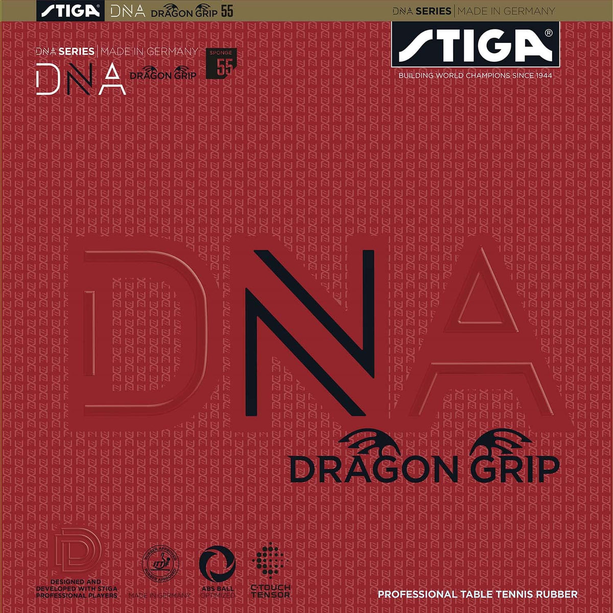 STIGA Table Tennis Rubber Tension-based Inverted DNA Dragon Grip 55° Black NEW