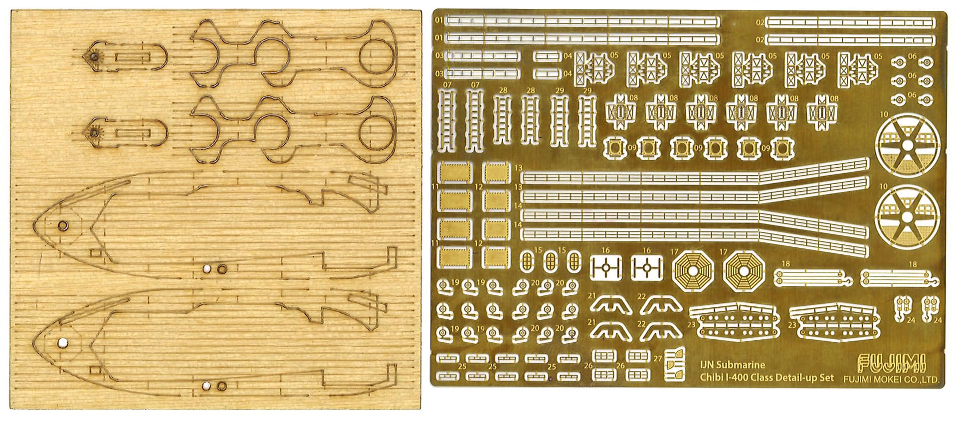 Chibi Maru Upgrade Parts No.25 I-400 Submarine Etched Parts & Wood Deck NEW