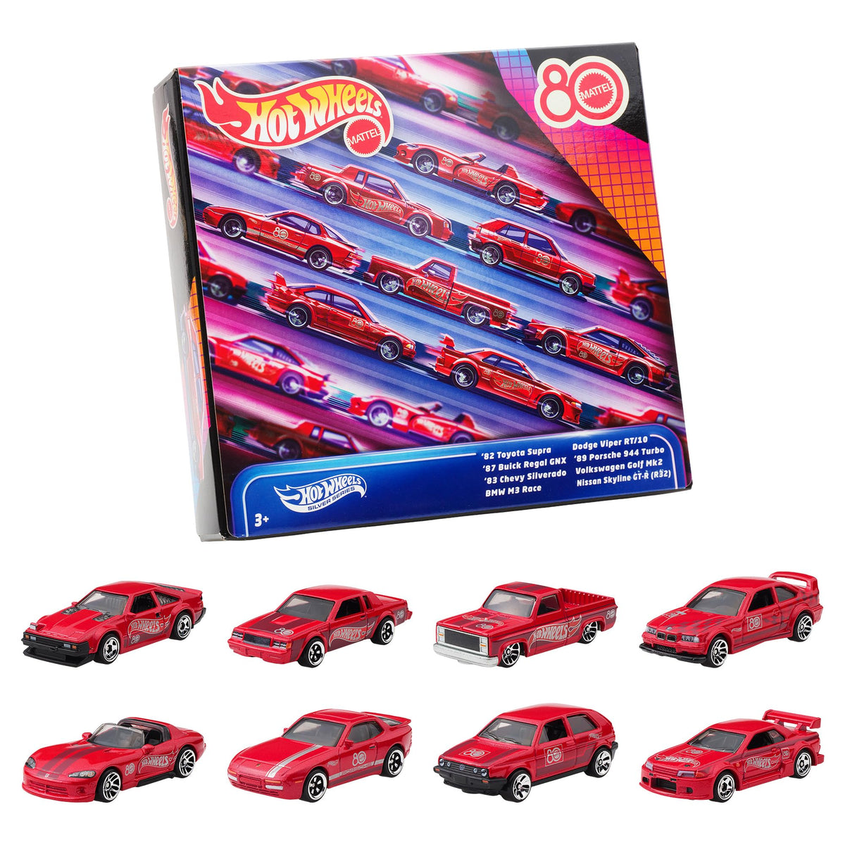 'Mattel Hot Wheels 80th Anniversary 8-Pack Mini Car Vehicle Set Ages 3+ NEW'